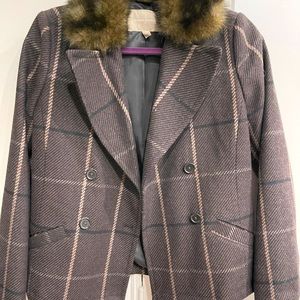Plaid pea coat